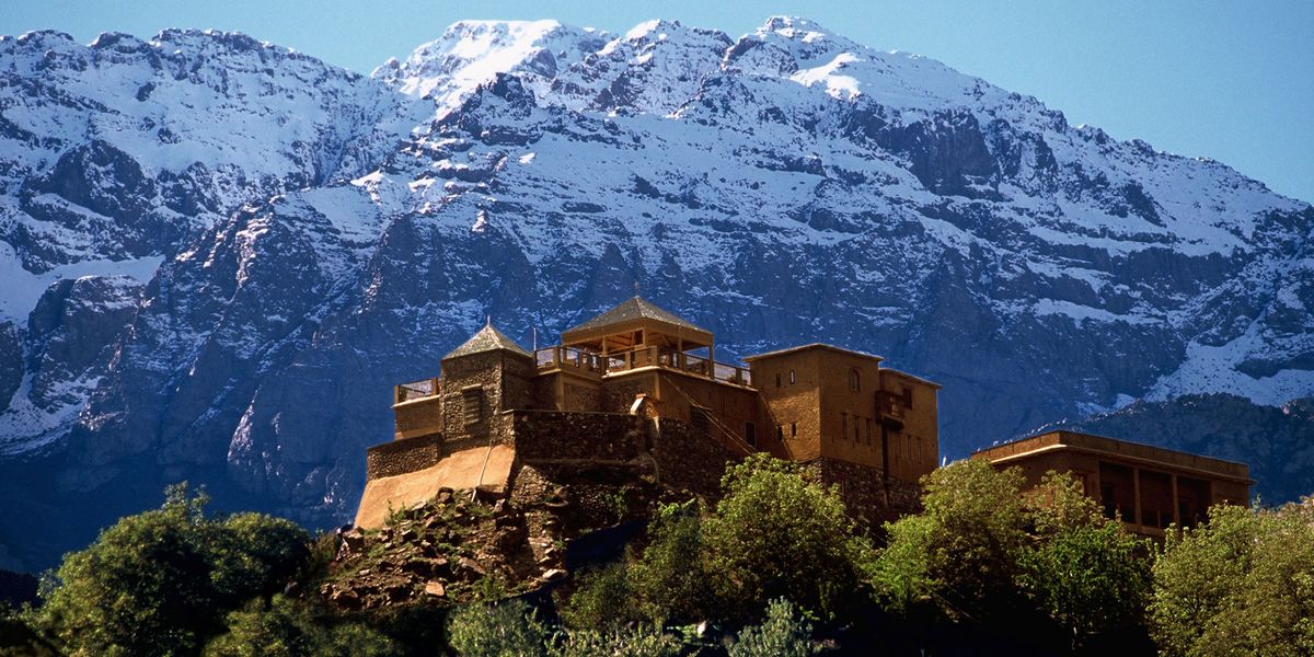 Kasbah du Toubkal overlooks the Atlas Mountains